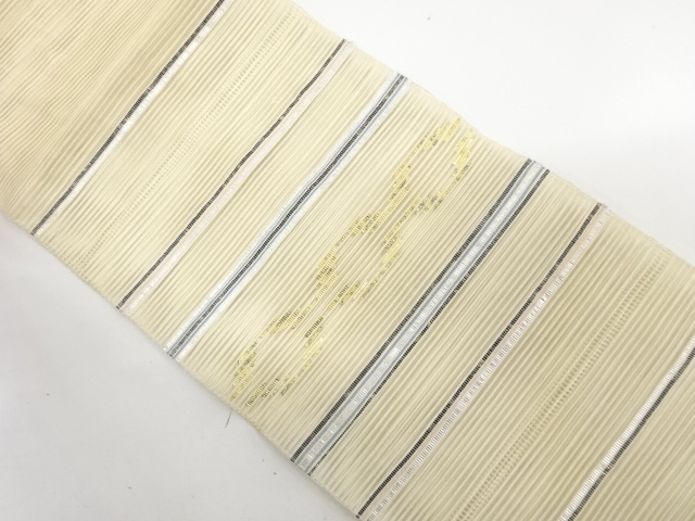 絽綴れ　変わり横段模様織り出し　名古屋帯